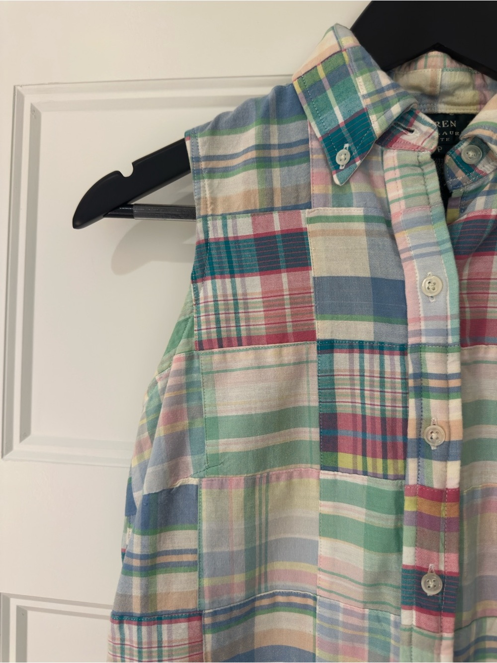 🤍 XS Ralph Lauren Vintage Plaid Button-Front Mini Dress 100% Cotton - Picture 6 of 15